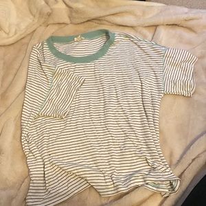 Flowy sage green and stripped shirt